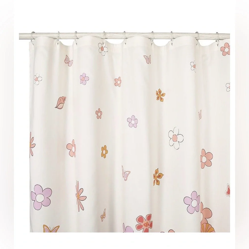 Disney Princess Floral Shower Curtain - Cream and Pink